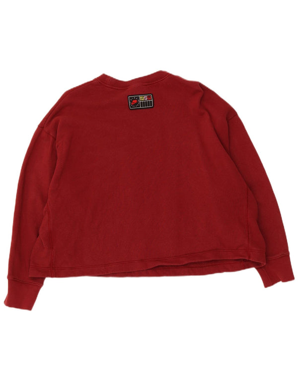 Nike Womens Oversized Crop Graphic Sweatshirt Jumper UK 14 Medium Red