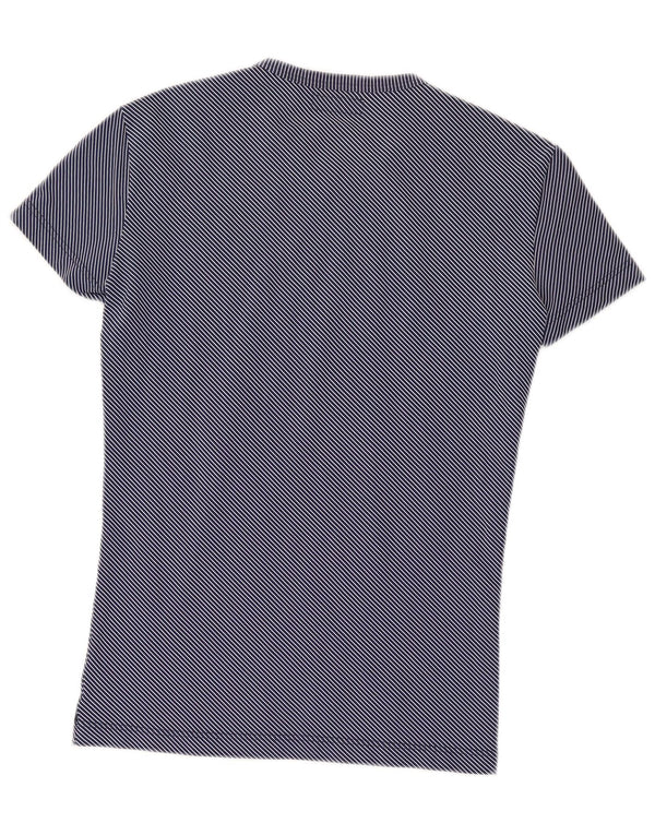 Emporio Armani Womens T-Shirt Top UK 12 Medium Navy Blue Pinstripe