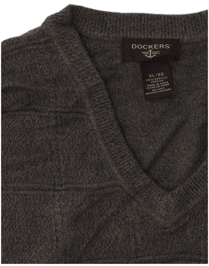 DOCKERS Mens Vest Tank Top XL Grey Acrylic