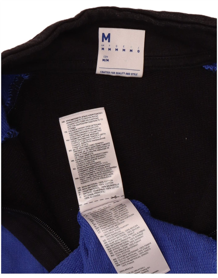 Reebok Mens Graphic 1/4 Zip Sweatshirt Jumper Medium Blue Cotton