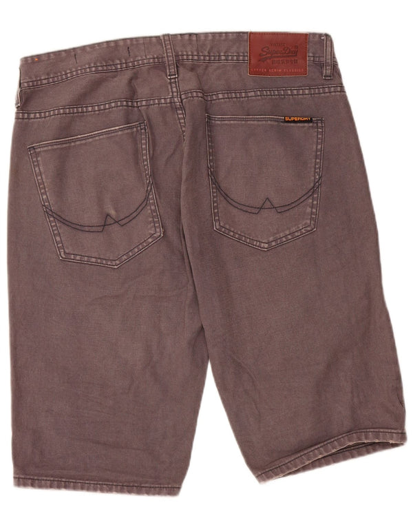 SUPERDRY Mens Slim Fit Denim Shorts W34 Large Grey Cotton