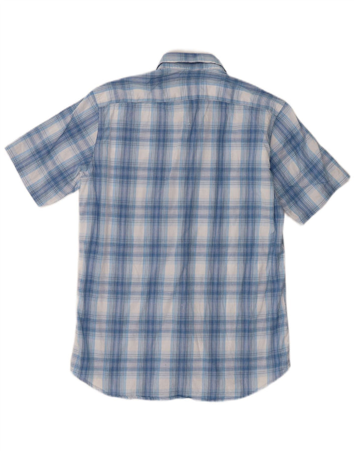 Carrera Mens Short Sleeve Regular Fit Shirt Medium Blue Check Cotton