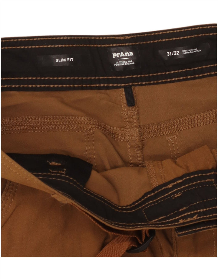 Prana Mens Slim Fit Cargo Trousers W31 L32 Brown Nylon