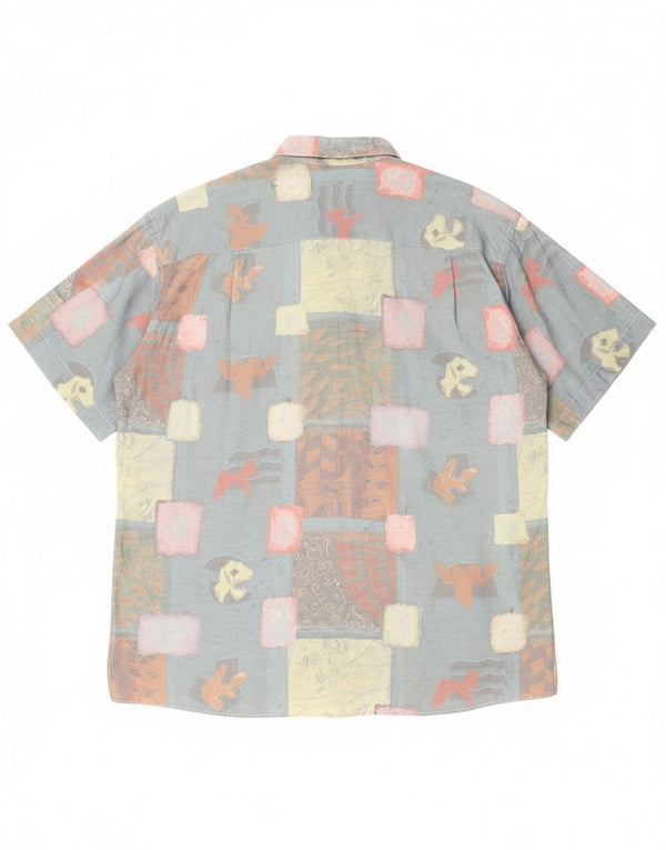 Canda Mens Short Sleeve Shirt Size 41/42 16 1/2 Large Blue Patchwork