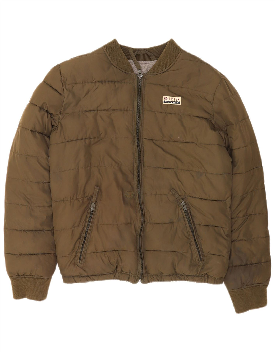 Hollister Mens Padded Jacket UK 38 Medium Khaki Polyester