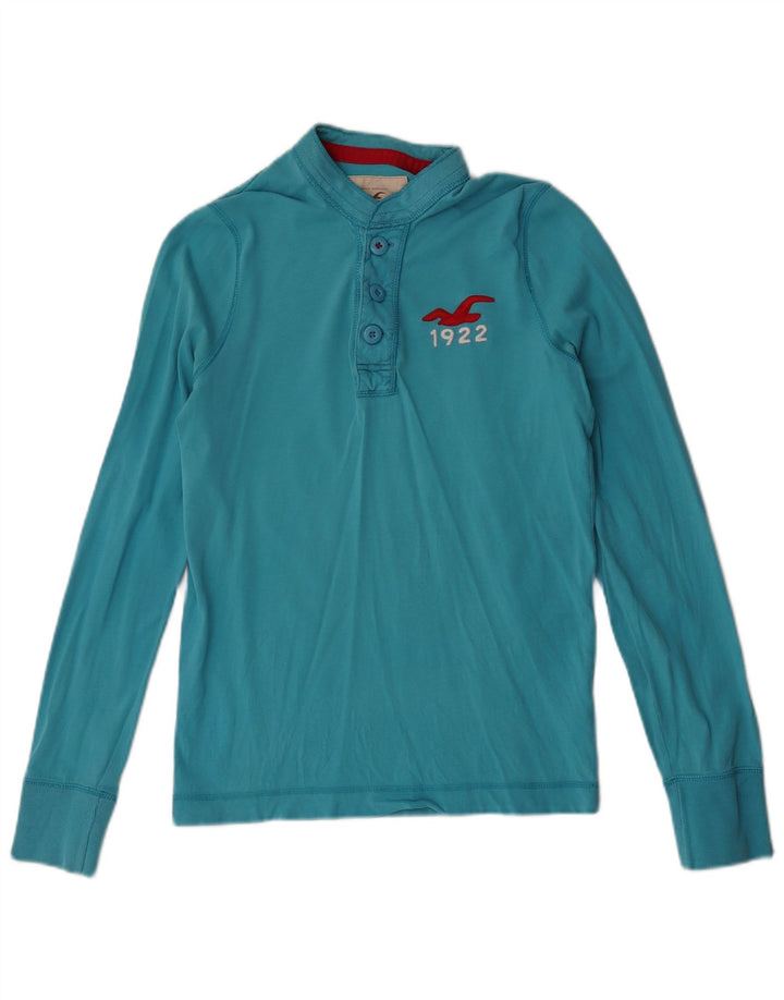 Hollister Womens Top Long Sleeve UK 10 Small Blue Cotton
