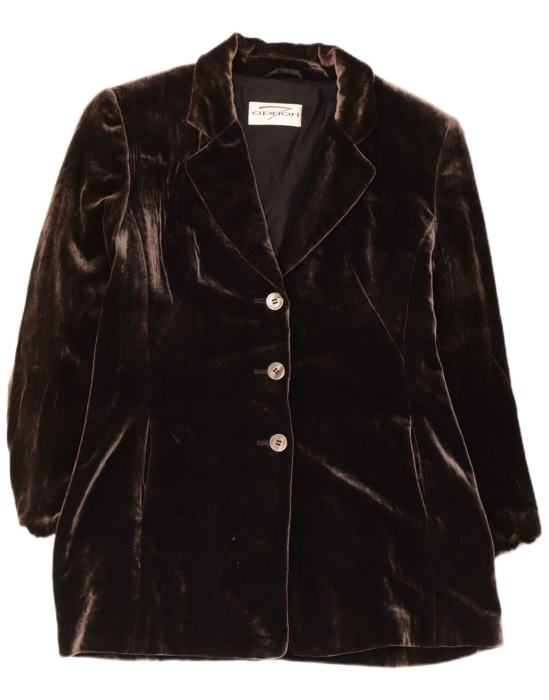 APRIORI Womens 3 Button Blazer Jacket UK 14 Large  Brown Silk