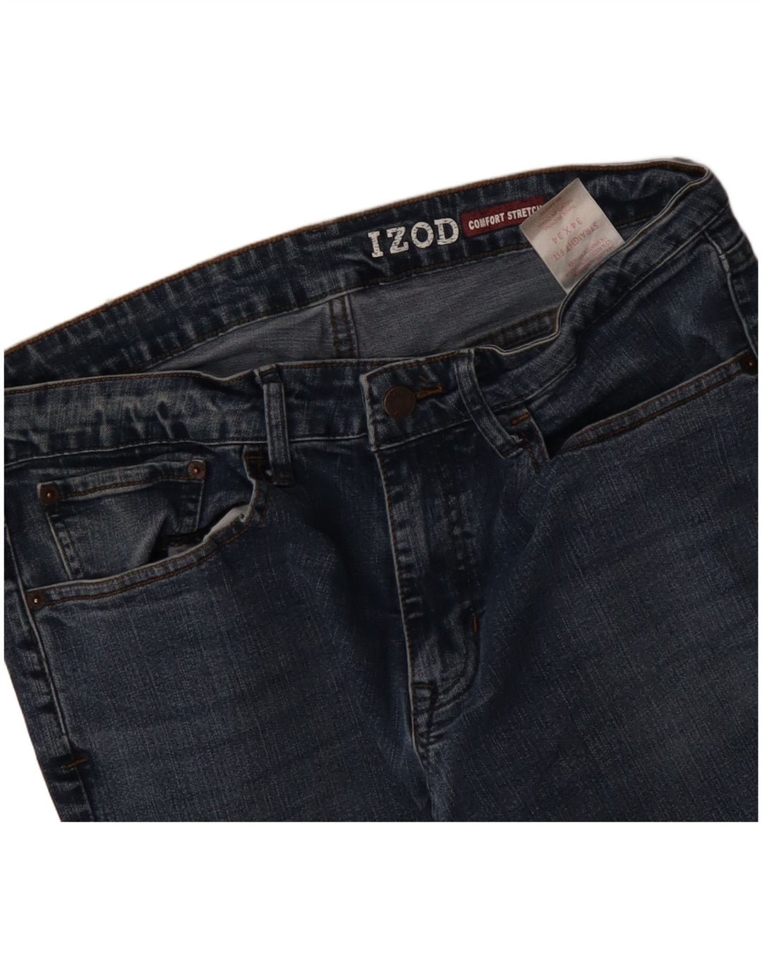 IZOD Mens Comfort Stretch Straight Jeans W34 L34 Blue Cotton