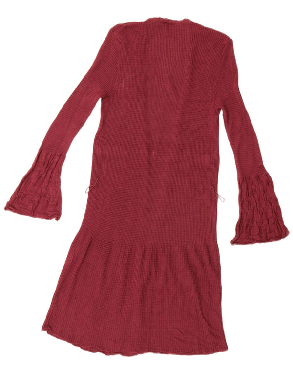 Missoni Womens Longline Open Cardigan Sweater UK 10 Small Burgundy Wool