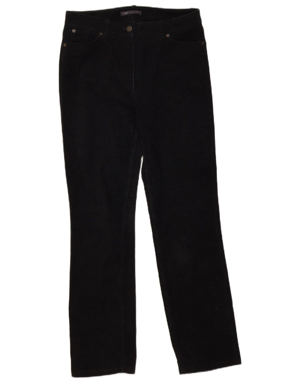 Marks & Spencer Womens Straight Corduroy Trousers UK 10 Small W30 L29 Black