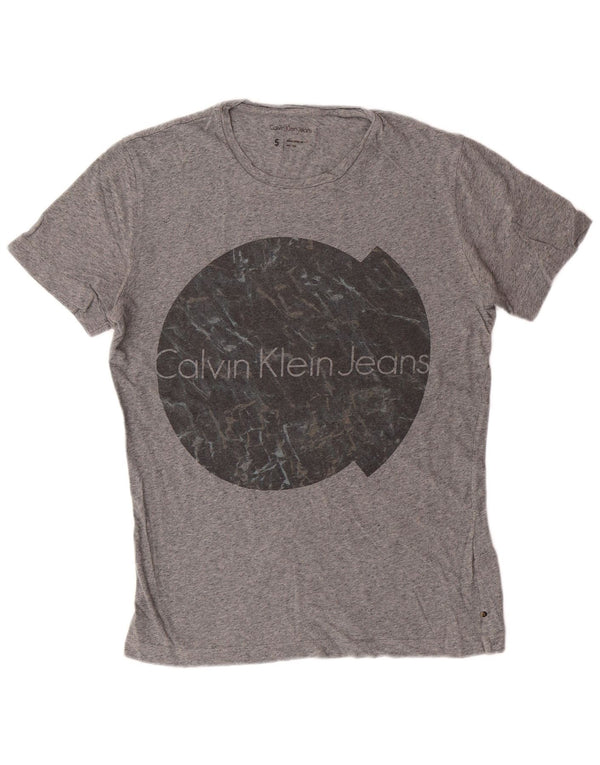 Calvin Klein Jeans Mens Graphic T-Shirt Top Small Grey Cotton