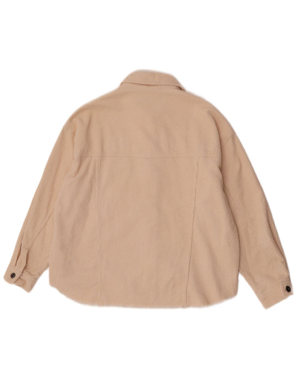 Zara Womens Oversized Corduroy Jacket UK 6 XS Beige