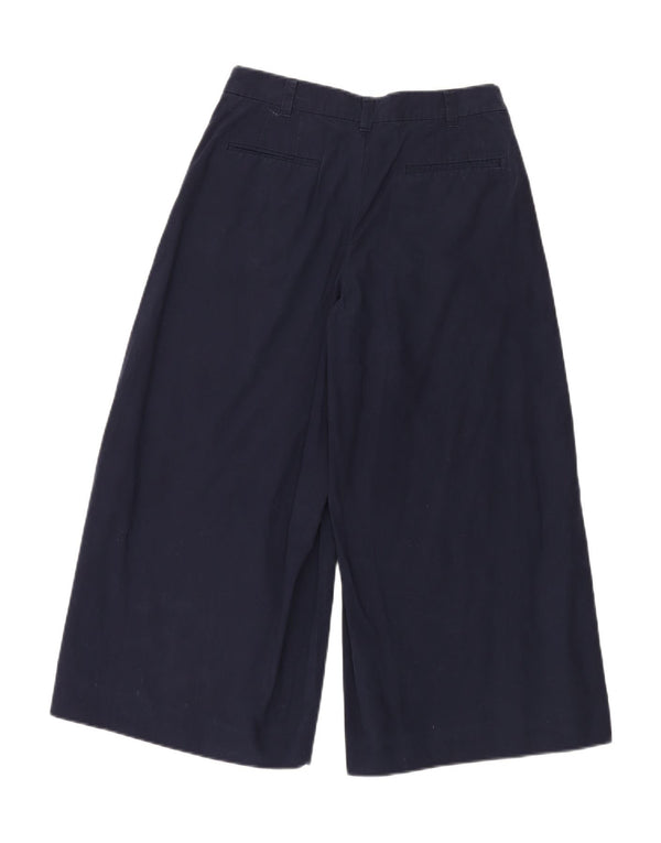 RALPH LAUREN Womens Wide Leg Cropped Trousers US 2 XS W28 L24 Navy Blue