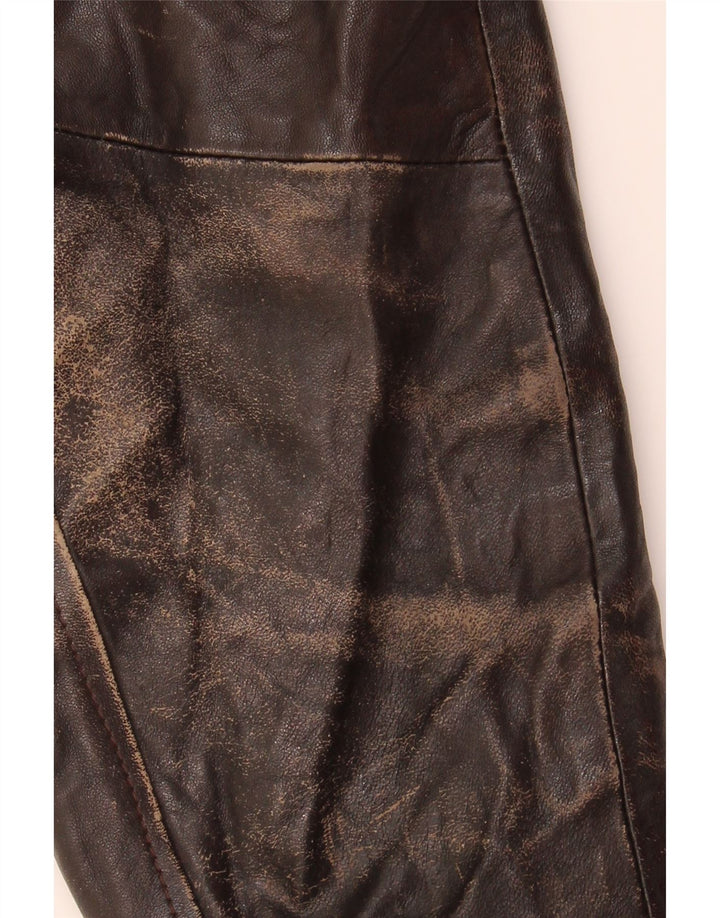 VINTAGE Womens Leather Jacket UK 18 XL Brown Leather