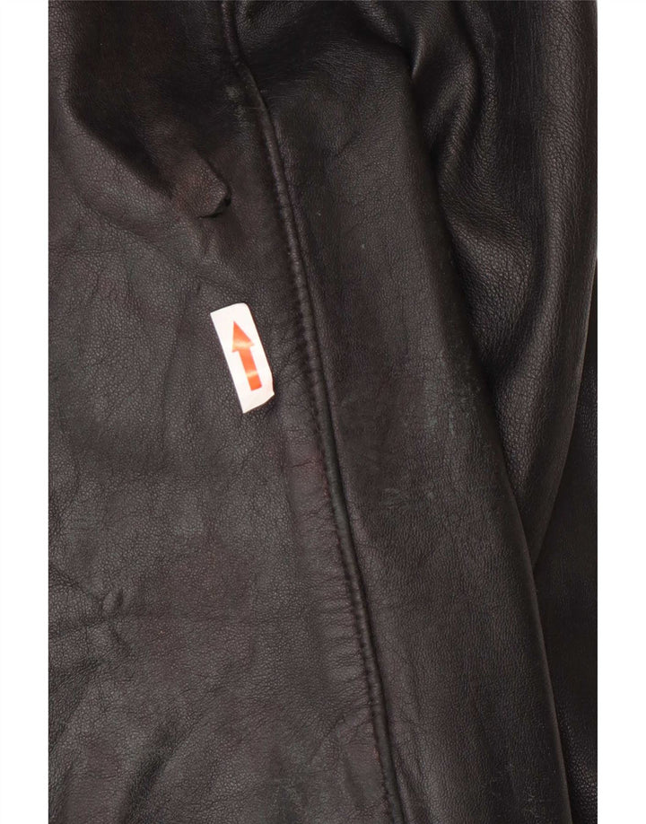 Kiros Womens Hooded Oversized Leather Coat IT 48 XL Black