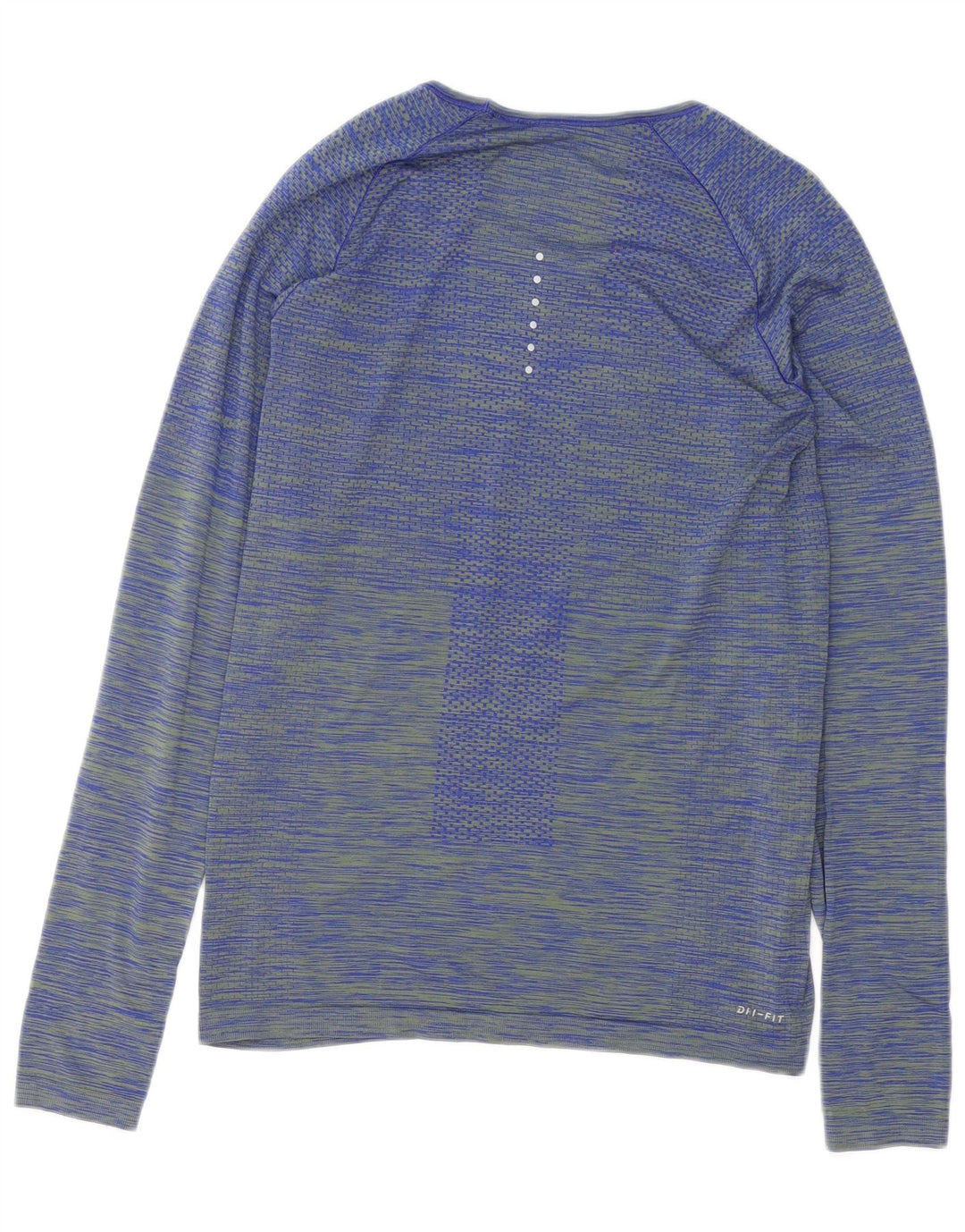 Nike Womens Dri Fit Top Long Sleeve UK 12 Medium Blue Striped