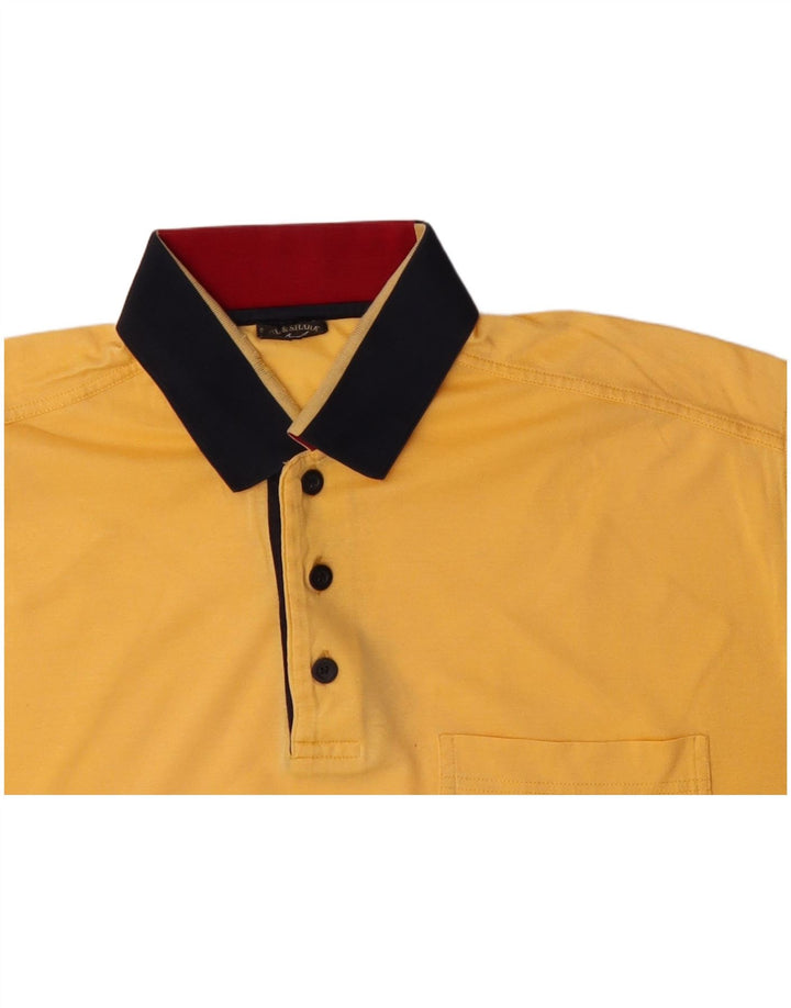PAUL & SHARK Mens Polo Shirt Large Yellow Colourblock Cotton