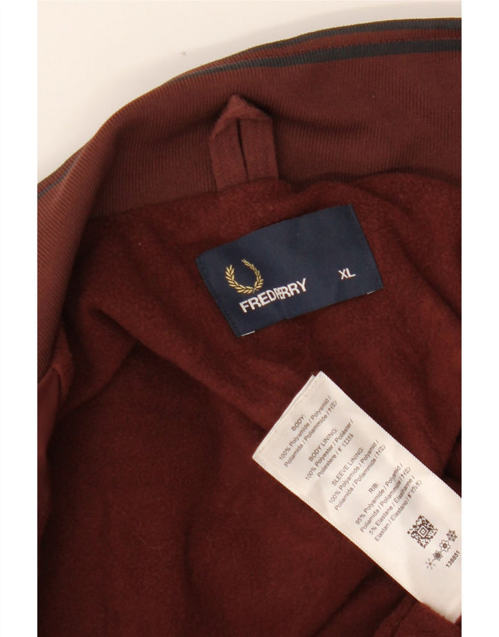 FRED PERRY Mens Bomber Jacket UK 42 XL Burgundy Polyamide