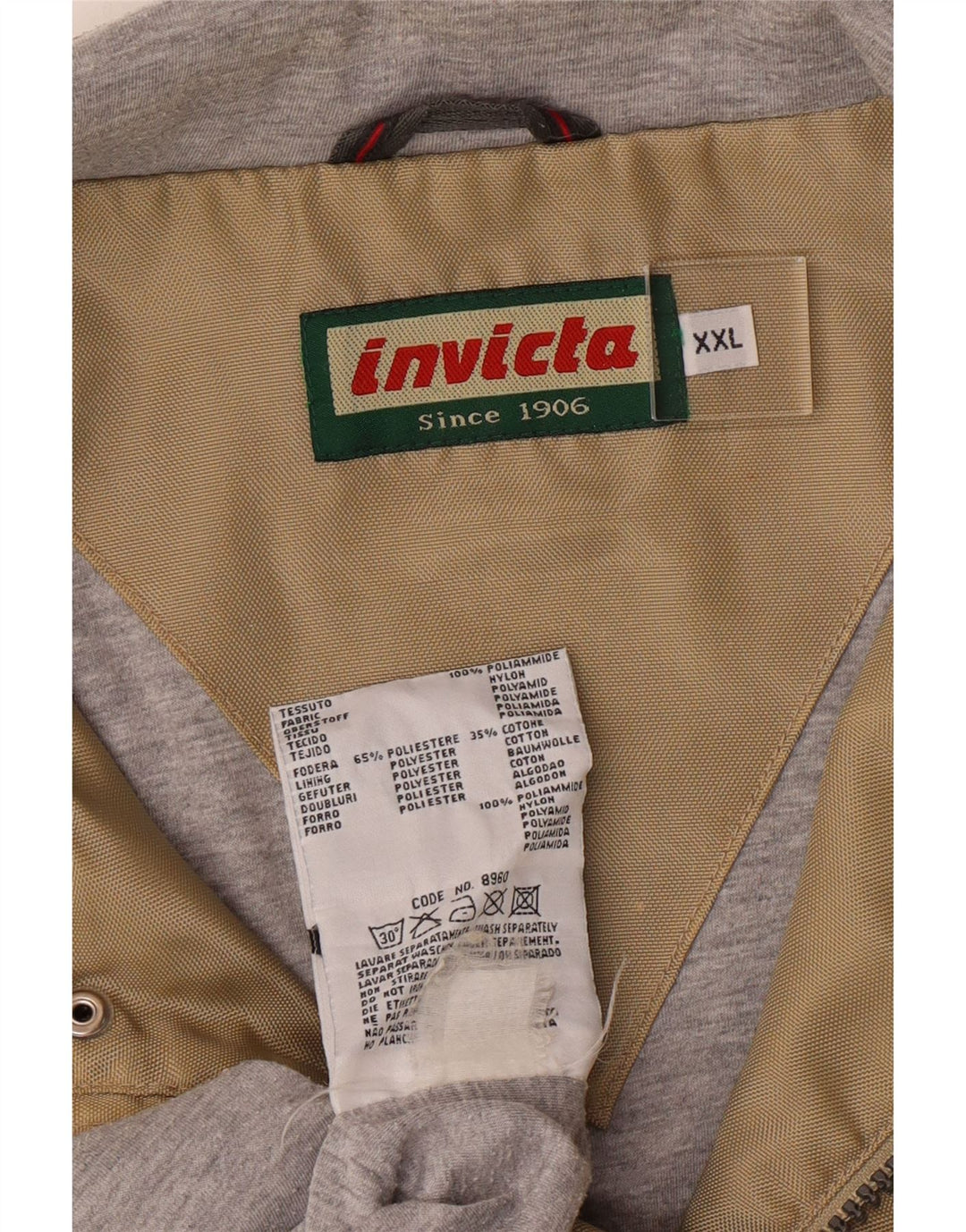 INVICTA Mens Rain Jacket UK 44 2XL Khaki Polyamide