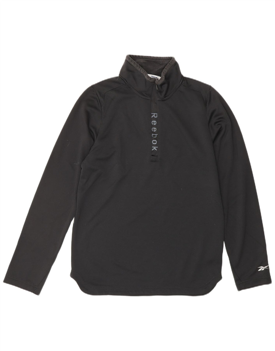 REEBOK Mens Graphic Zip Neck Pullover Tracksuit Top Small Black Polyester