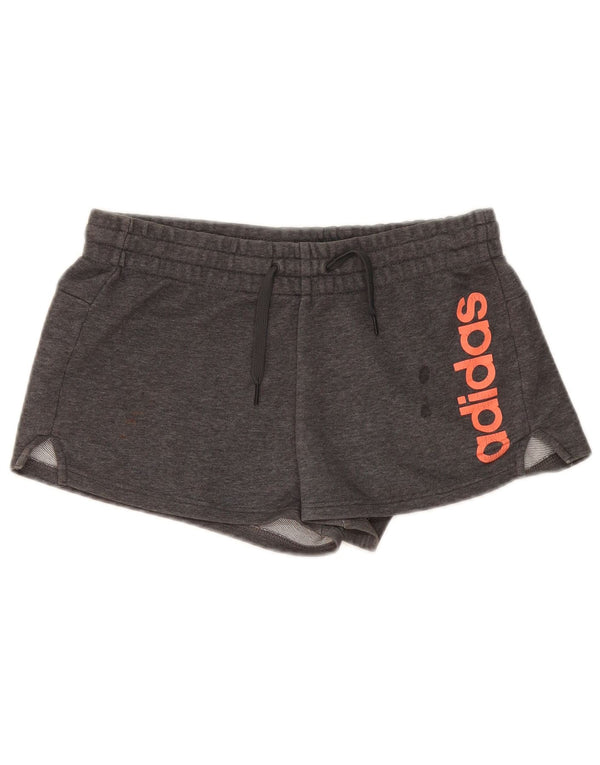 Adidas Womens Graphic Sport Shorts UK 8/10 Small Grey Cotton