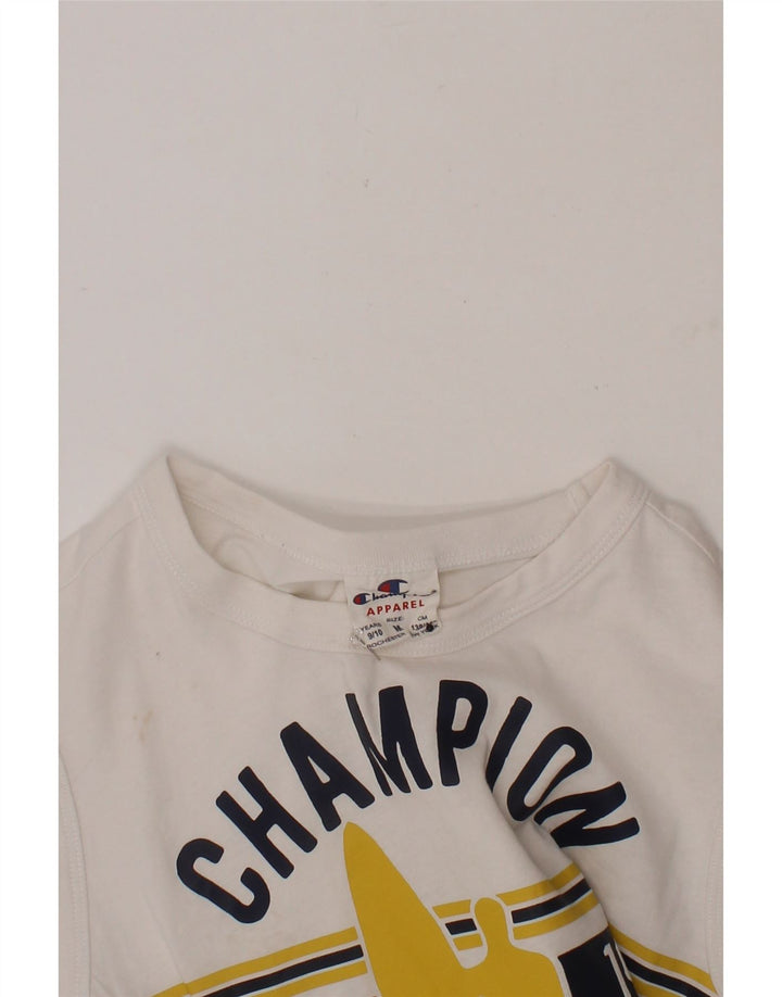 CHAMPION Boys Graphic Vest Top 9-10 Years Medium White Cotton Vintage Champion and Second-Hand Champion from Messina Hembry 