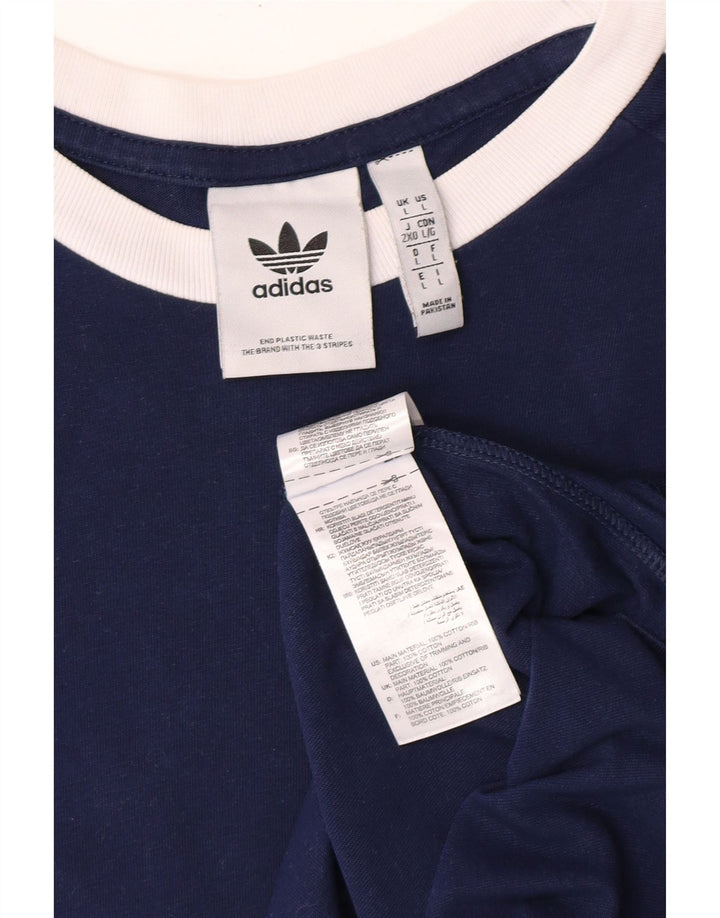 ADIDAS Mens T-Shirt Top Large Navy Blue Cotton