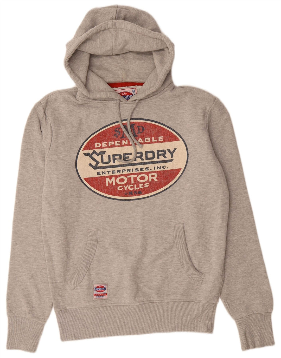 SUPERDRY Mens Graphic Hoodie Jumper Medium Grey Cotton