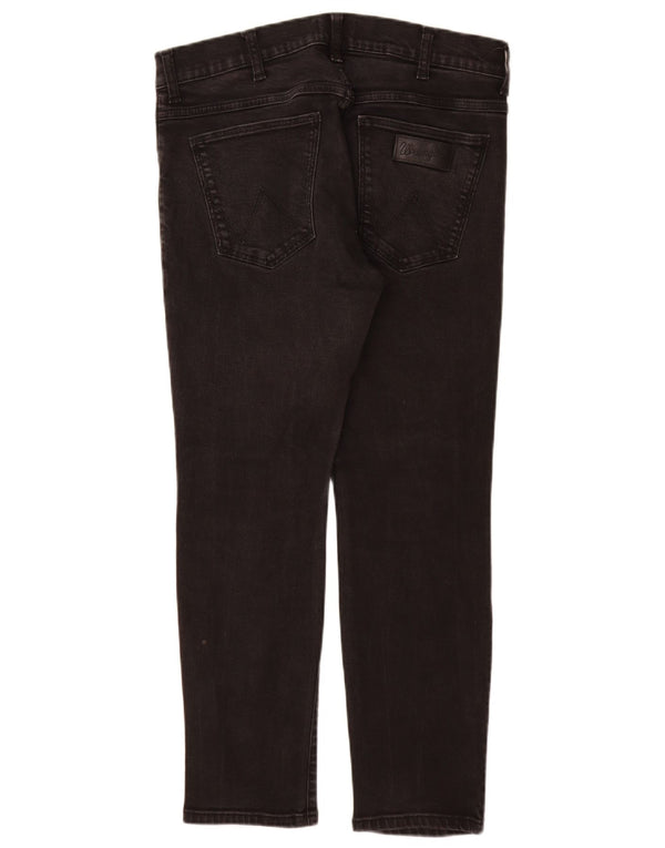WRANGLER Mens Larston Slim Jeans W34 L28 Black Cotton
