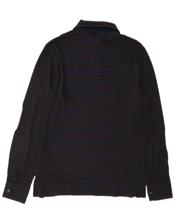 Danolis Mens Pullover Shirt Medium Navy Blue Striped Cotton