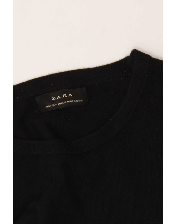 Zara Mens Crew Neck Jumper Sweater Large Black