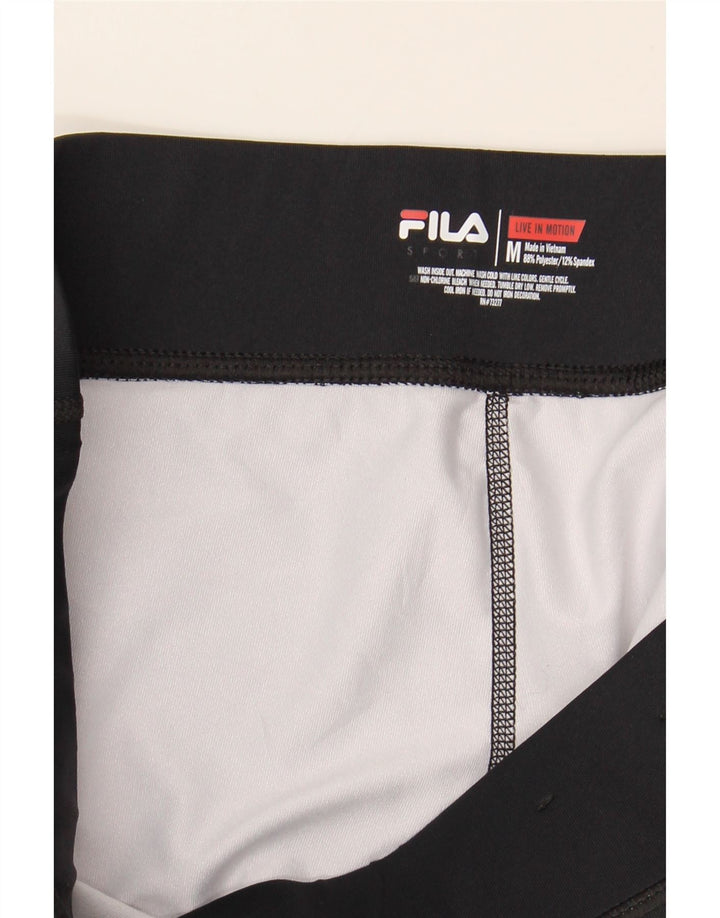 FILA Womens Bermuda Sport Shorts UK 14 Medium Black Tie Dye Polyester Vintage Fila and Second-Hand Fila from Messina Hembry 