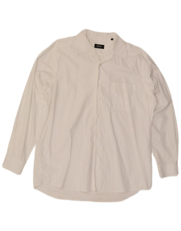 Hugo Boss Mens Shirt Large White Cotton