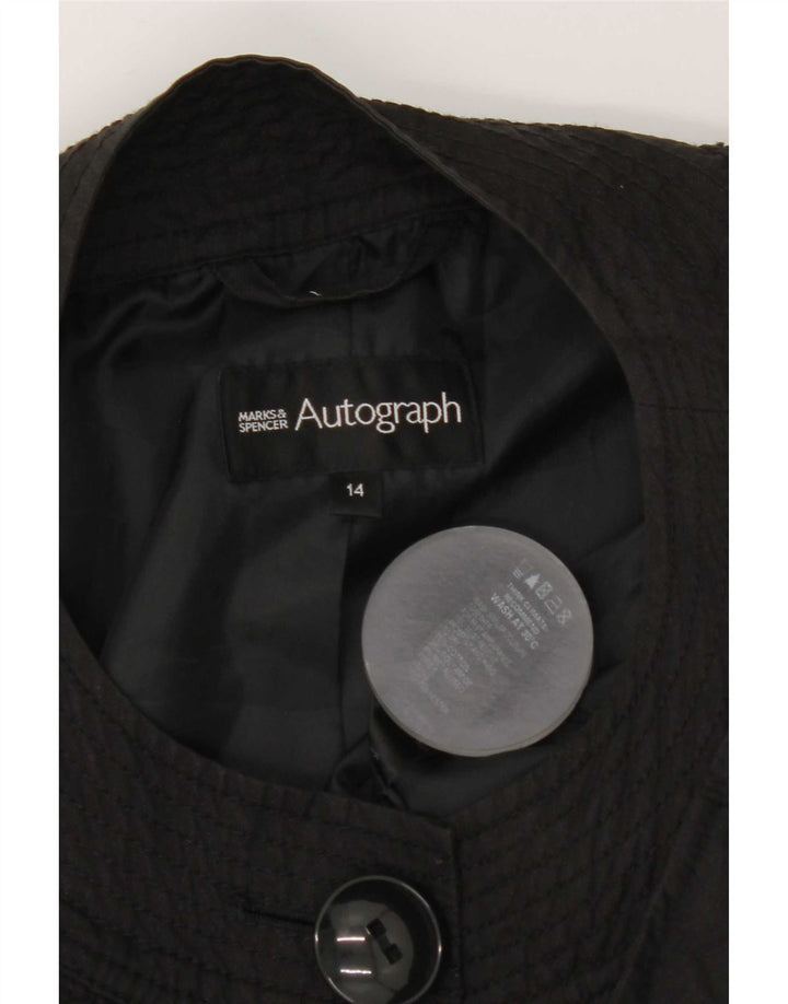 Marks & Spencer Womens Autograph Trench Coat UK 14 Medium Black Cotton