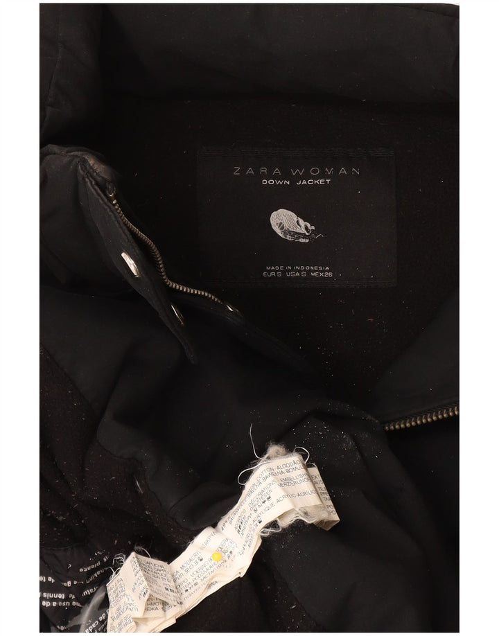 Zara Womens Padded Jacket UK 10 Small Black Cotton
