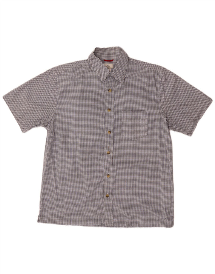 DOCKERS Mens Short Sleeve Shirt Medium Blue Check Cotton