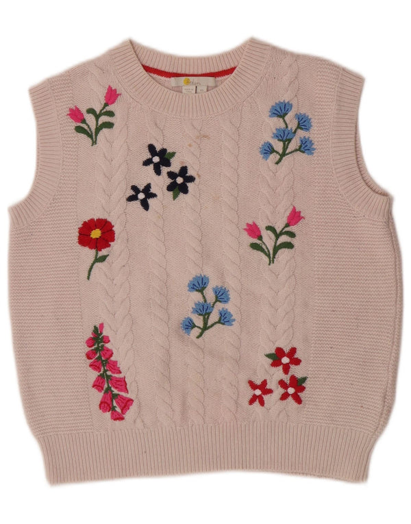 Boden Womens Oversized Vest Tank Top UK 6 XS Off White Floral Polyamide