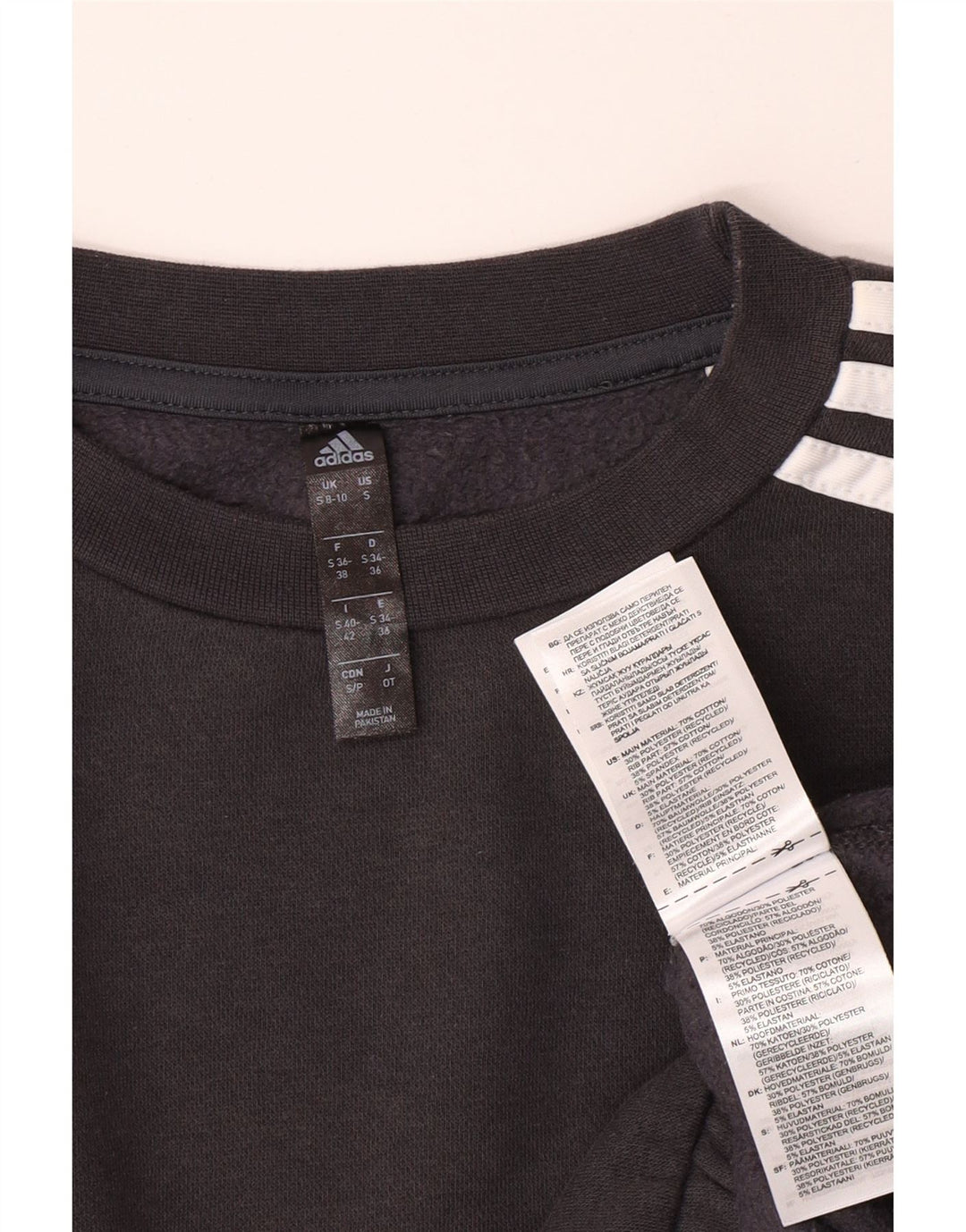 ADIDAS Womens Crop Oversized Sweatshirt Jumper UK 8/10 Small Grey Cotton