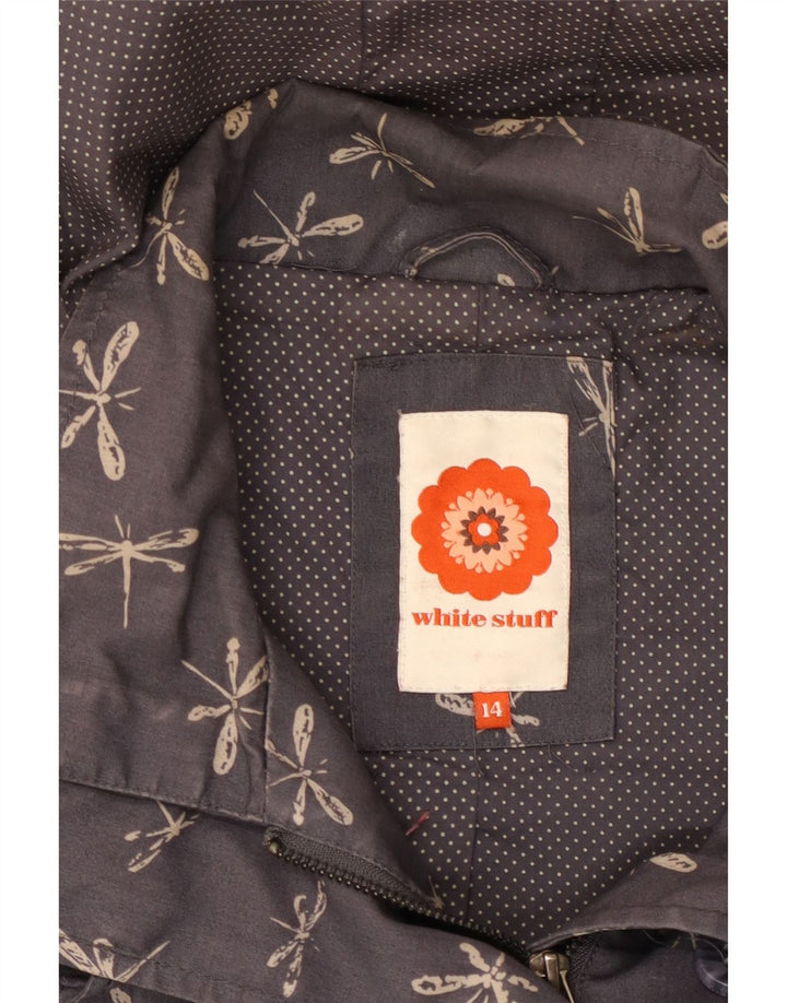 WHITE STUFF Womens Windbreaker Jacket UK 14 Large Navy Blue Animal Print