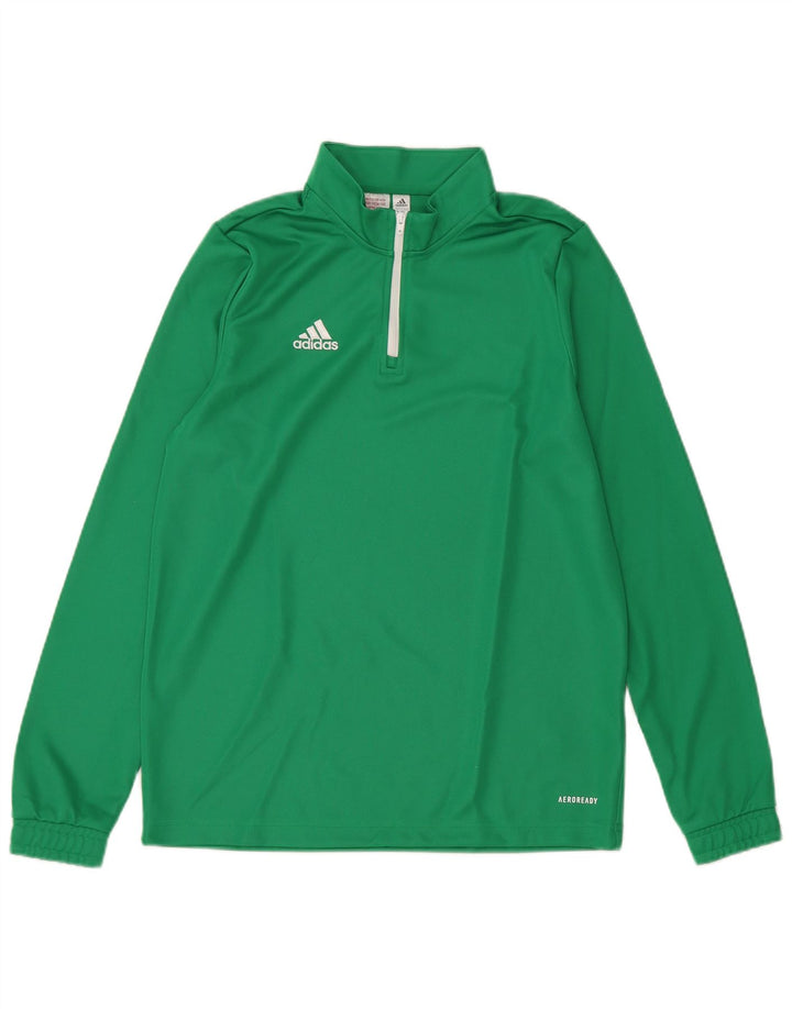 ADIDAS Boys Aeroready Zip Neck Pullover Tracksuit Top 13-14 Years Green