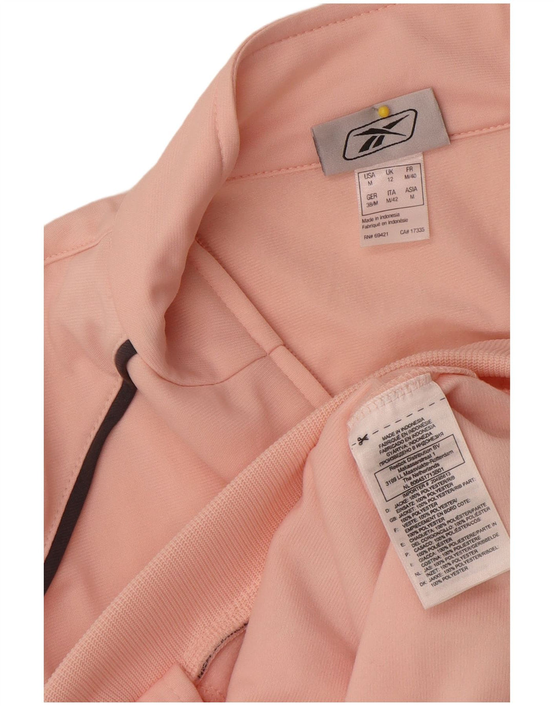 Reebok Womens Tracksuit Top Jacket UK 12 Medium Pink Colourblock Polyester