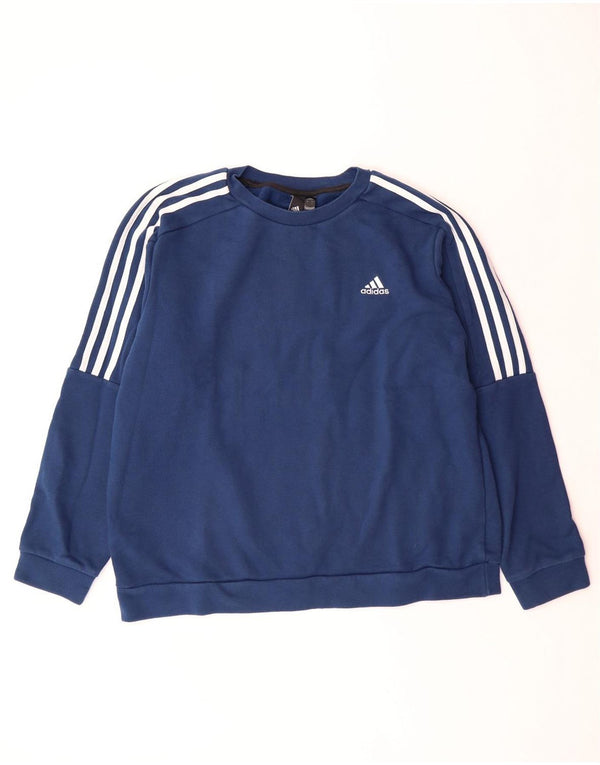 ADIDAS Mens Sweatshirt Jumper Large Navy Blue Cotton