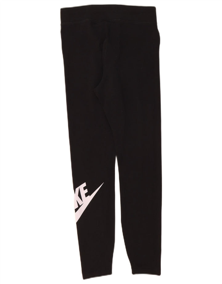 Nike Womens Graphic Leggings UK 12 Medium Black Cotton