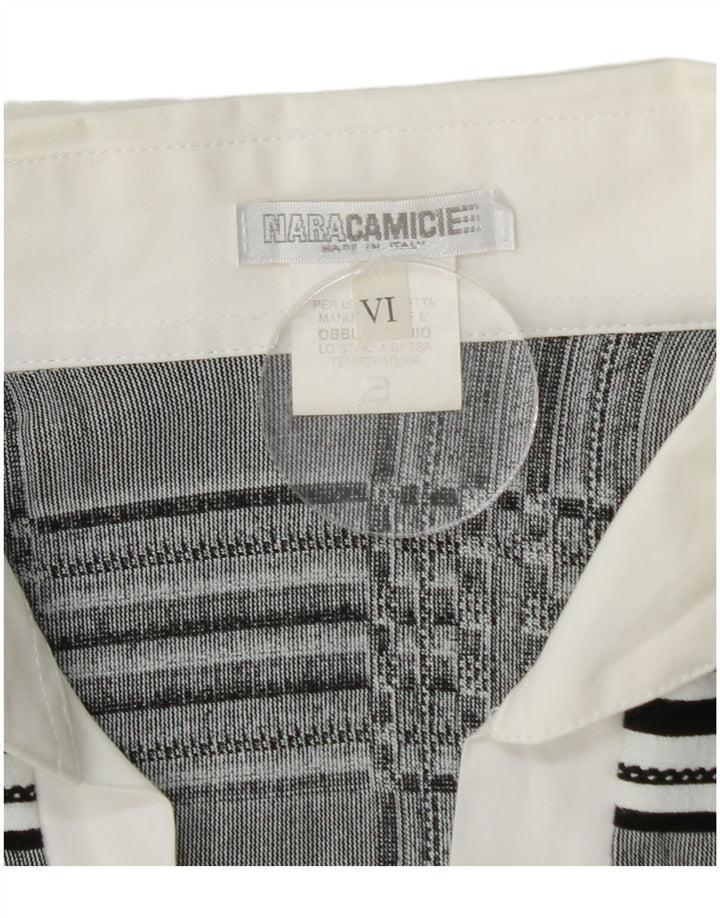 NARACAMICIE Womens Double Breasted Shirt Blouse UK 14 Medium Grey Check