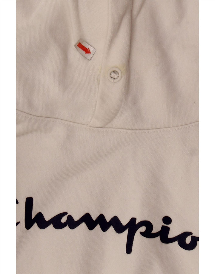 CHAMPION Womens Crop Graphic Short Sleeve Hoodie Jumper UK 10 Small White