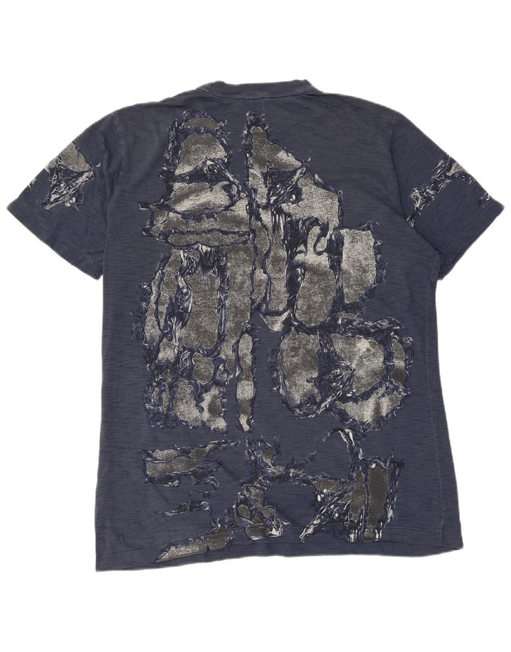 Diesel Mens Graphic T-Shirt Top Medium Navy Blue