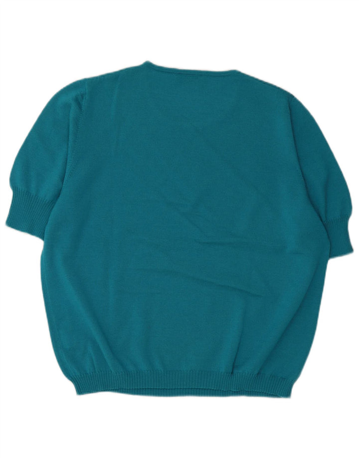 LUISA SPAGNOLI Womens Short Sleeve Boat Neck Jumper Sweater UK 18 XL Blue