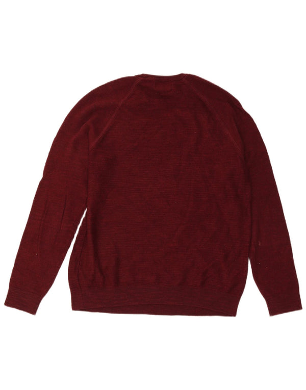 Marks & Spencer Mens Crew Neck Jumper Sweater Medium Burgundy Cotton