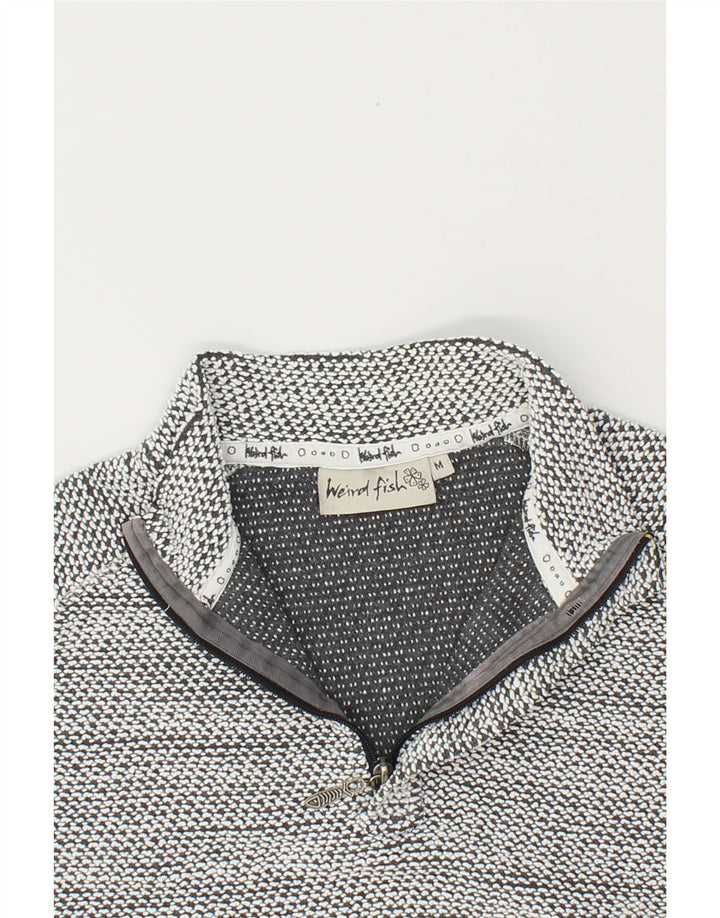 WEIRD FISH Womens Zip Neck Sweatshirt Jumper UK 14 Medium Grey Cotton Vintage Weird Fish and Second-Hand Weird Fish from Messina Hembry 