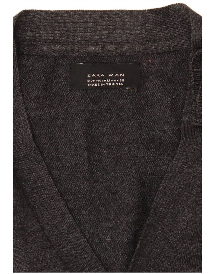 Zara Mens Cardigan Sweater Medium Grey